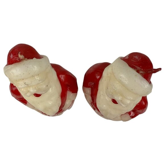 2 Vintage Santa Claus Wax Candle Figures By Tavern 4.5” Tall Christmas Novelty - Picture 7 of 9